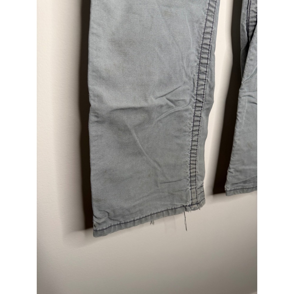 Ariat Work M4 Low Rise Boot Cut Grey Canvas Pants Distressed Faded Mens 34X30 - Picture 8 of 13